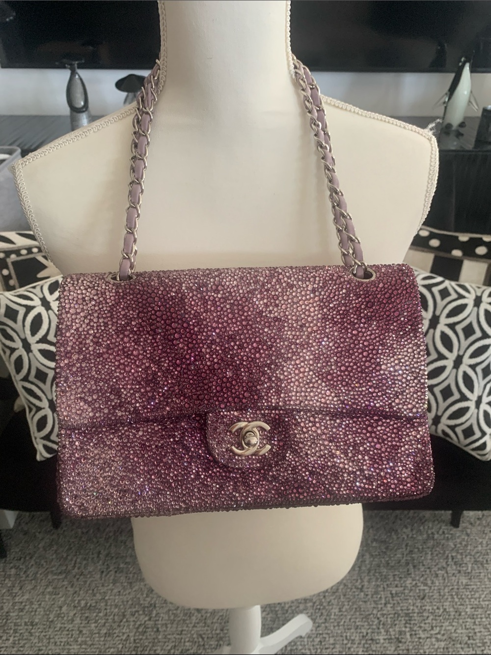 NWT CHANEL Sparkling Purple Shoulder Bag with Chain Strap FIRM. Unique!!